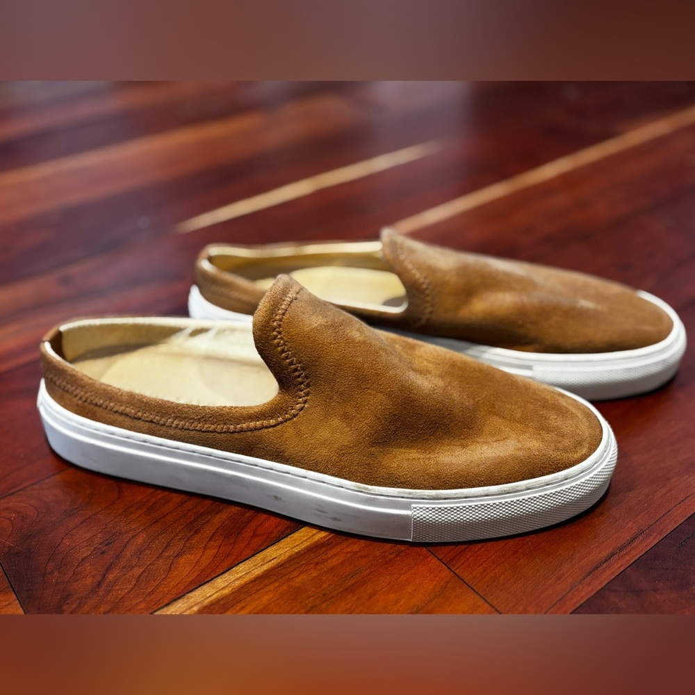 Jenni Kayne Caramel Suede Slip-On Sneakers with White Sole